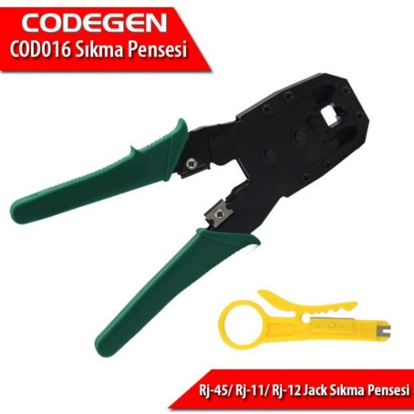 COD016 RJ-45/ RJ-11/ RJ-12 Jack Sıkma Pensesi + Kablo Soyucu