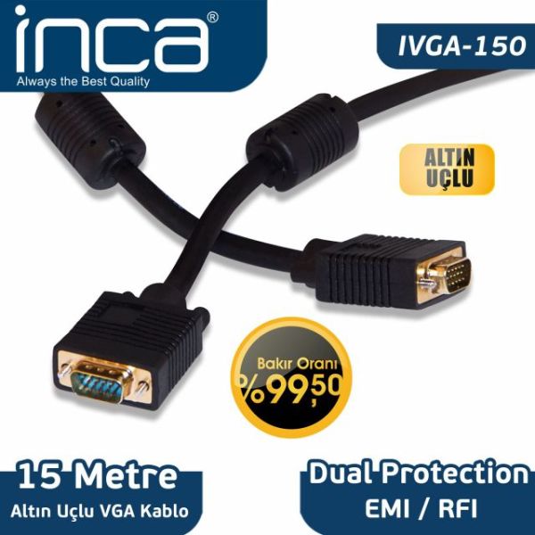 IVGA-150 15METRE VGA KABLO ALTIN UÇLU BLİSTER
