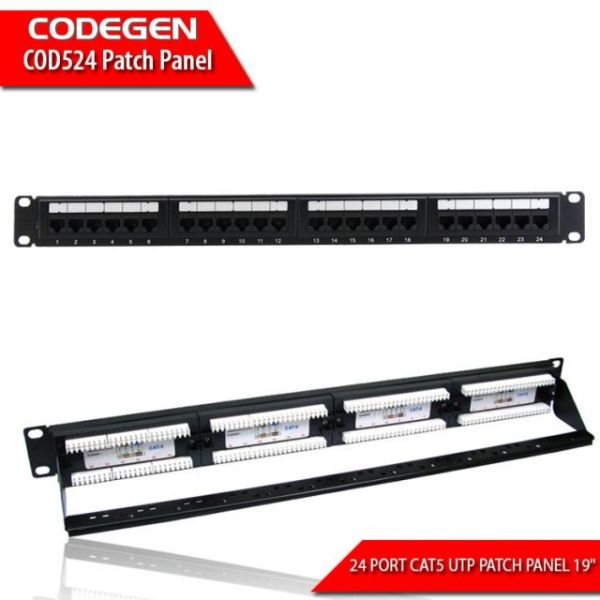 COD524 Cat-5E 19'' 24Port UTP 1U Patch Panel