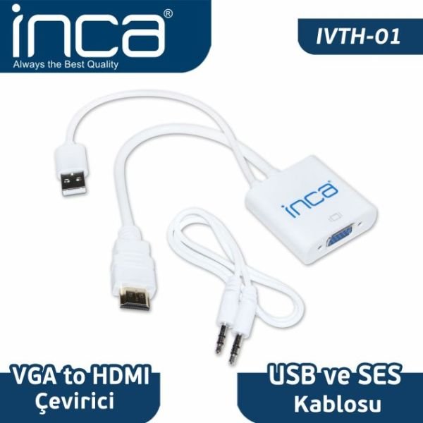 IVTH-01 VGA to HDMI Çevirici + USB ve Ses Kablosu