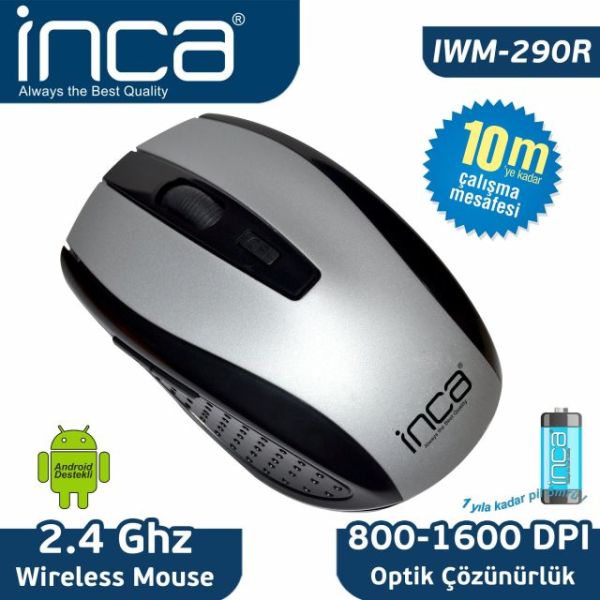 IWM-290R 2.4GHZ NANO 10 MT WIRELESS MOUSE GRİ&SİYAH