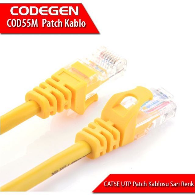 COD55M CAT5 5M UTP Sarı Patch Network Kablosu