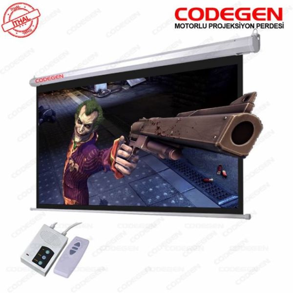 COD-EX-20 200x200 Pro Siyah Fonlu Motorlu Projeksiyon Perdesi