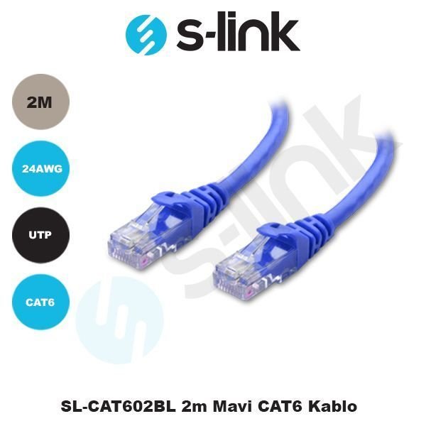 SL-CAT602-M CAT6 2M Mavi Network Kablosu