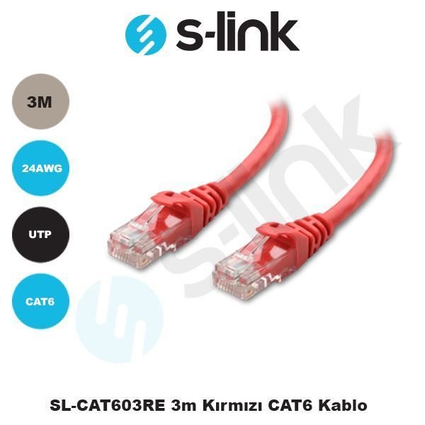 SL-CAT603-K CAT6 3M Kırmızı Network Kablosu