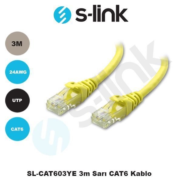 SL-CAT603-S CAT6 3M Sarı Network Kablosu