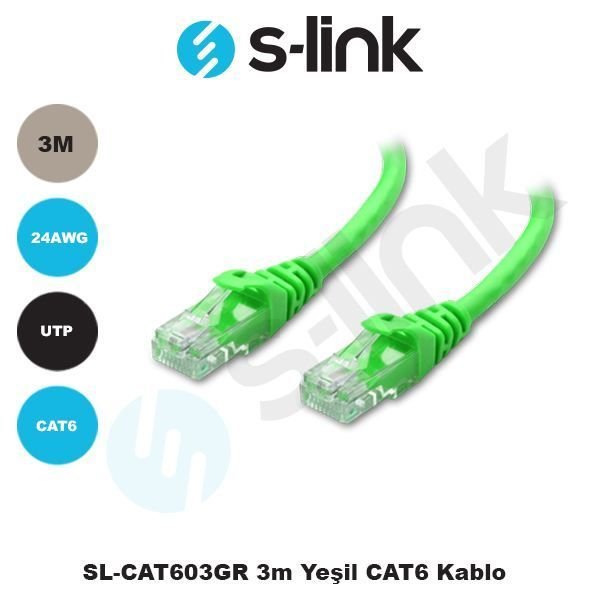 SL-CAT603-Y CAT6 3M Yeşil Network Kablosu