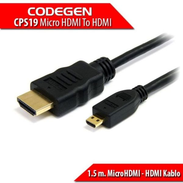 CPS19 1.5M Telefon,Tablet,PC MicroHDMI - HDMI Kablo