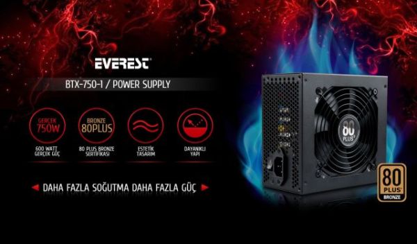 ETX-750-1 750W Kutulu 80+Gold 12cm Fanlı 6XSATA 3XIDE Power Supply
