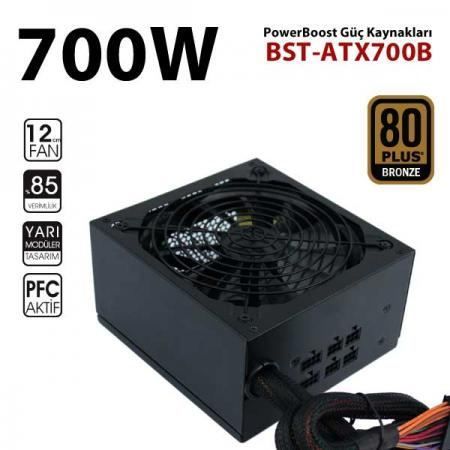 JPSU-BST-ATX700B BST-ATX700B 700w 12cm SİYAH fan, 80+ BRONZE A/PFC, Siyah ATX POWER