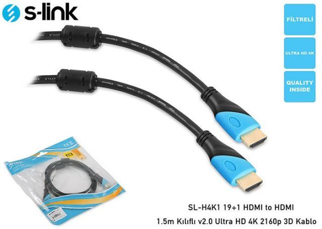 SL-H4K1 1.5M HDMI To HDMI v2.0 Ultra HD 4K 2160P 3D Görüntü Kablosu