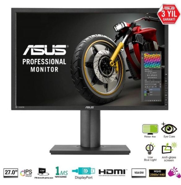 PB277Q 27''2560x1440,1ms,75Hz,2Wx2,TN,VGA-DVI-DP Led Monitör