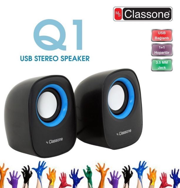 K3001 Q1 Serisi 1+1 USB 2.0 Siyah,Mavi Hoparlör