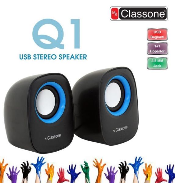 K3001 Q1 Serisi 1+1 USB 2.0 Siyah,Mavi Hoparlör