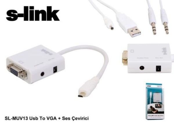 SL-MUV13 Micro USB to VGA + Audio Çevirici
