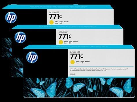 B6Y34A No 771 3'Lü Paket Sarı Kartuş 775Ml
