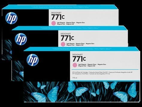 B6Y35A No 771 3'Lü Paket Açık Kırmızı Kartuş 775Ml