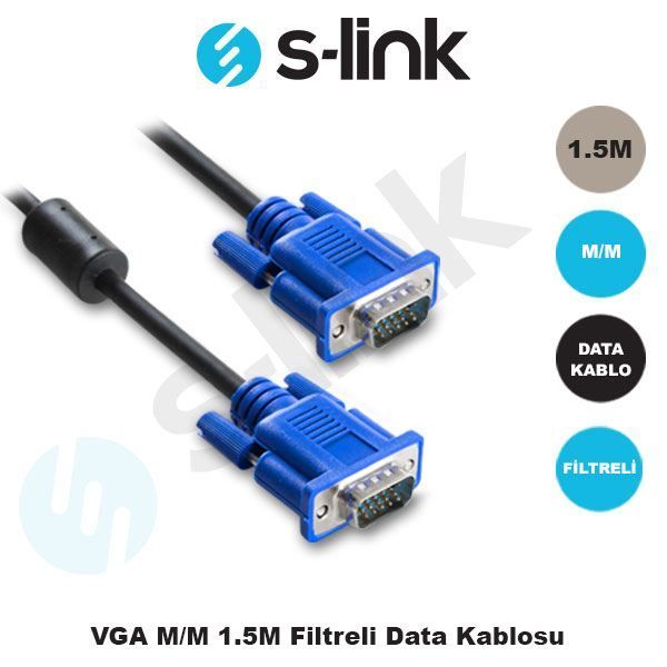 SL-VGA16 1.5M VGA To VGA 15PM/M Ekran Data Görüntü Kablosu