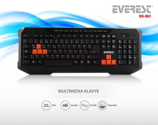 KB-961 Kablolu USB Q TR MM Siyah Gaming Klavye