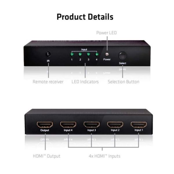 CSV-1370 HDMI 2.0 UHD Anahtar Kutusu 4 Bağlantı Noktası(Sinyal Çoğaltıcı )
