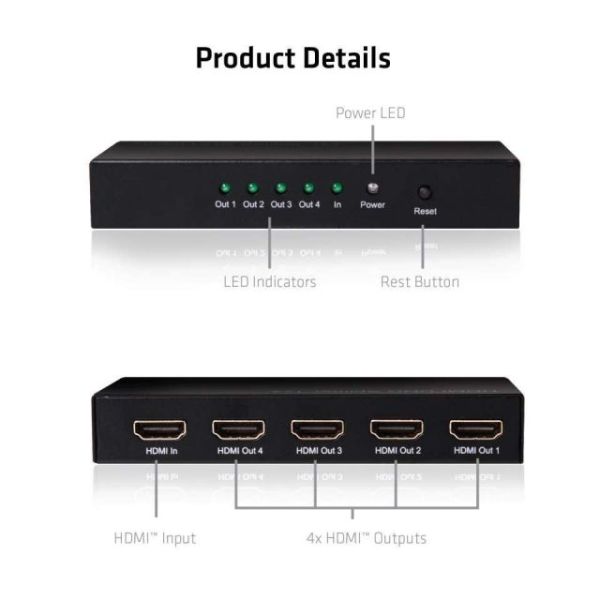 CSV-1380 4K UltraHD 1 Giriş 4 Çıkışlı HDMI Splitter (Sinyal Çoğaltıcı)
