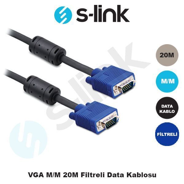 SL-VGA20 20M VGA Projeksiyon Beyaz Data Görüntü Kablosu