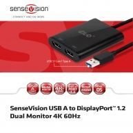 CSV-1477 USB A DisplayPort 1.2 Çift Monitör 4K 60Hz Çevirici Kablo