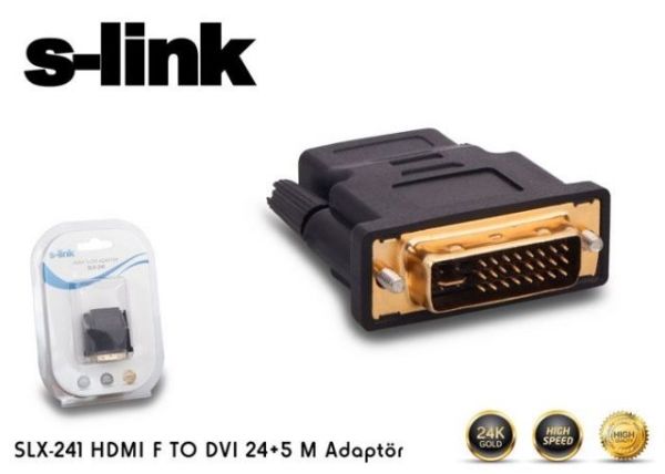 SLX-241 HDMI-DVI HDMI Dişi DVI 24+5 Erkek Çevirici