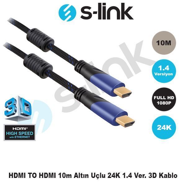 SLX-265 10M v1.4 3D Altın Uçlu HDMI Görüntü Kablosu