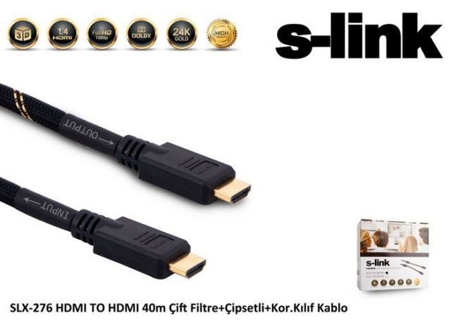 SLX-276 40M HDMI To HDMI Çift Filtre Çipsetli Görüntü Kablosu