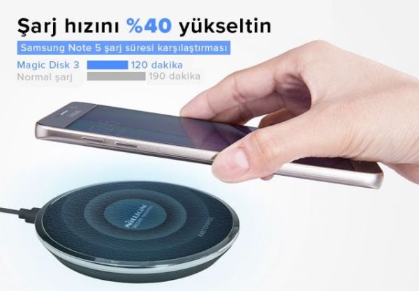 6902048124776 Nillikin Magic Disc3 10W Hızlı Şarj Siyah