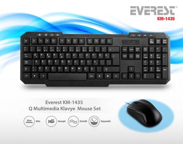 KM-1435 USB Oyuncu Q Multimedya Klavye,Mouse Set