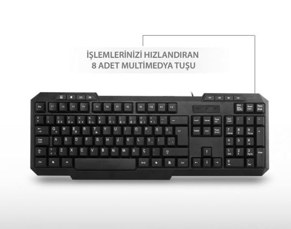 KM-1435 USB Oyuncu Q Multimedya Klavye,Mouse Set