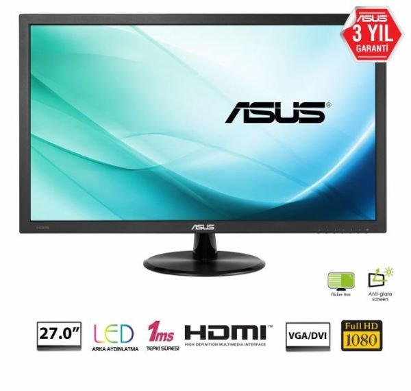 VP278H 27''1920x1080,1ms,60Hz,2Wx2,VGA-2xHDMI,Siyah Gaming Led Monitör