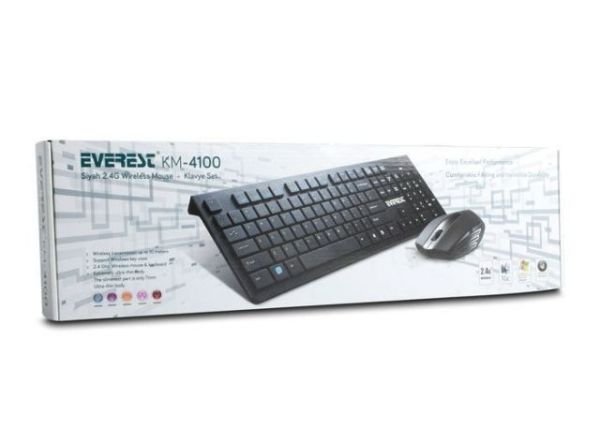 KM-4100 Kablosuz Q Multimedia Klavye,Mouse Siyah Set