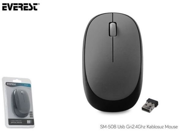 SM-508G USB 2.4Ghz Kablosuz Gri,Siyah Mouse (Alkalin Pil hediyeli)