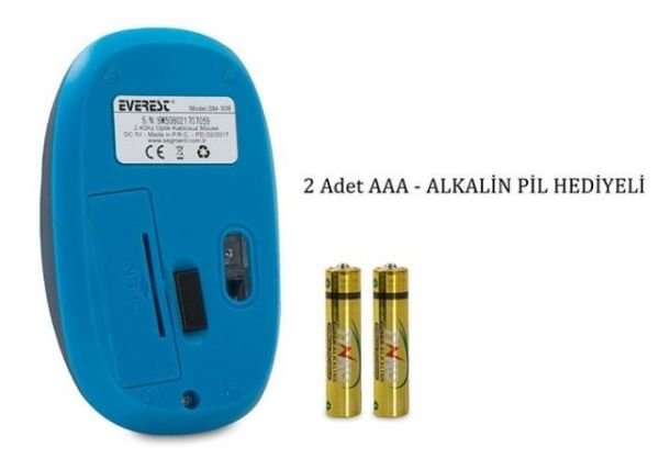 SM-508M USB 2.4GHz Kablosuz Mavi Mouse (Alkalin Pil hediyeli)