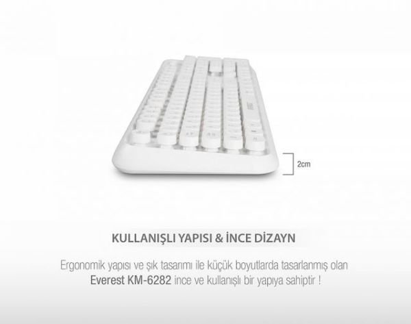 KM-6282-B Beyaz Kablosuz Q Multimedia Klavye + Mouse Set