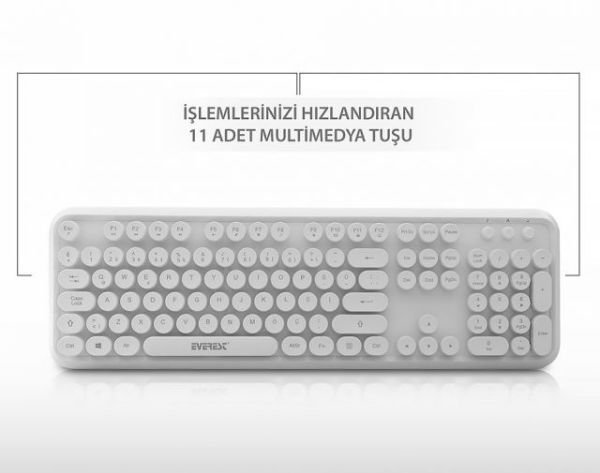KM-6282-B Beyaz Kablosuz Q Multimedia Klavye + Mouse Set
