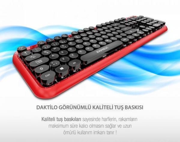 KM-6282-KS Kırmızı/Siyah Kablosuz Q Multimedia Klavye + Mouse Set