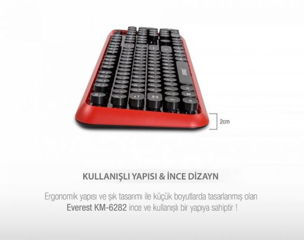KM-6282-KS Kırmızı/Siyah Kablosuz Q Multimedia Klavye + Mouse Set
