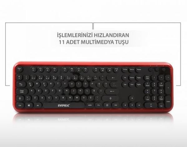 KM-6282-KS Kırmızı/Siyah Kablosuz Q Multimedia Klavye + Mouse Set