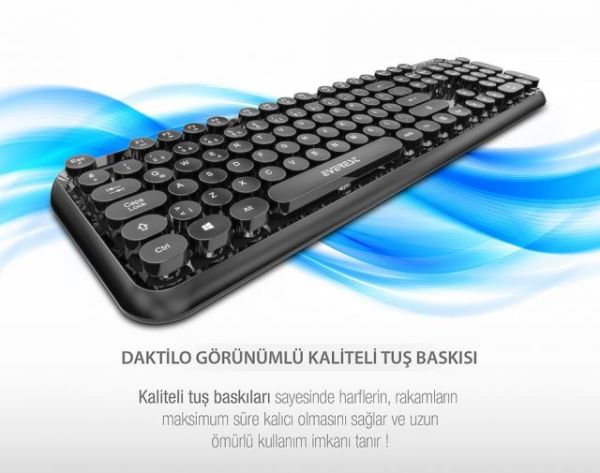 KM-6282-S Siyah Kablosuz Q Multimedia Klavye + Mouse Set