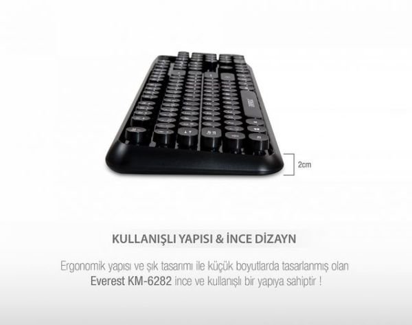 KM-6282-S Siyah Kablosuz Q Multimedia Klavye + Mouse Set