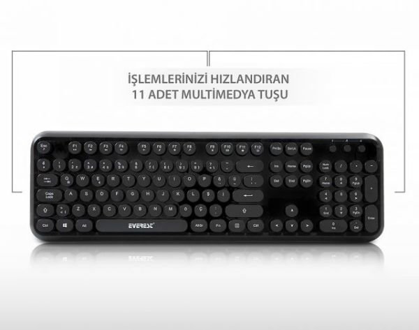 KM-6282-S Siyah Kablosuz Q Multimedia Klavye + Mouse Set