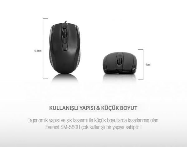 SM-580U USB Optik Siyah Mouse