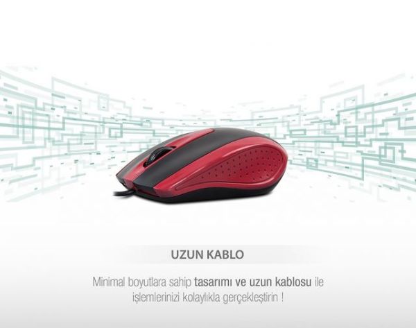 SM-580U-K SM-580U USB Optik Siyah,Kırmızı Mouse