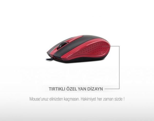 SM-580U-K SM-580U USB Optik Siyah,Kırmızı Mouse