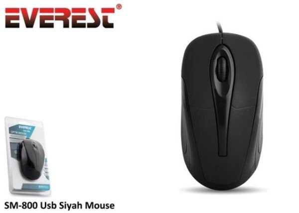 SM-800-BLACK Kablolu,USB,3B+1,1000DPI,Optik Siyah Mouse
