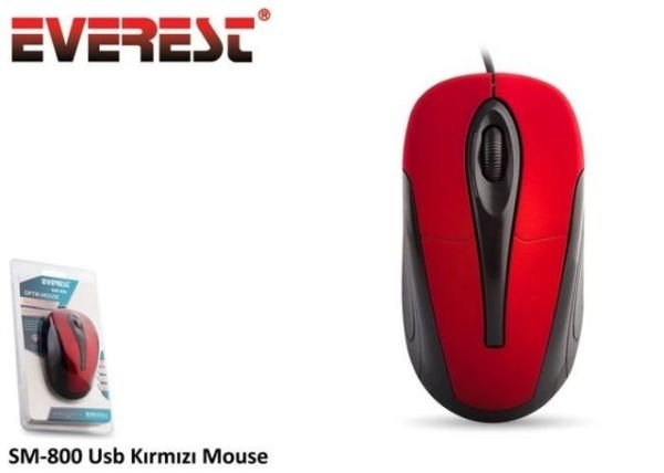 SM-800-KIRMIZI SM-800 USB Siyah,Krmz Mouse